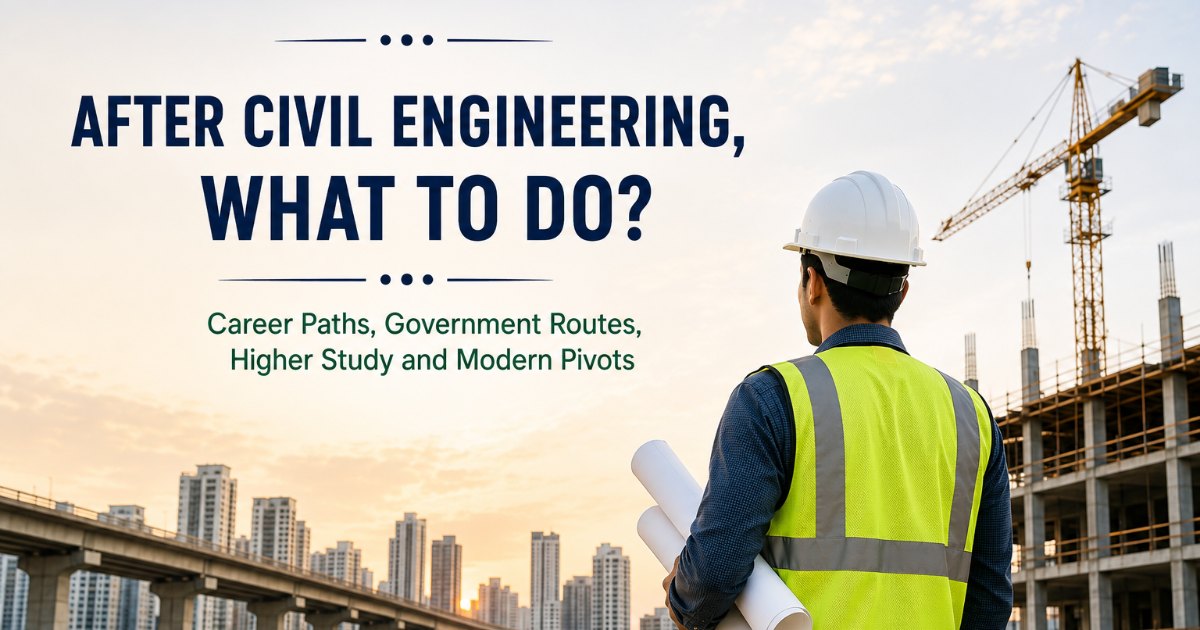 After Civil Engineering, What To Do? Career Paths, Government Routes, Higher Study and Modern Pivots (2026)