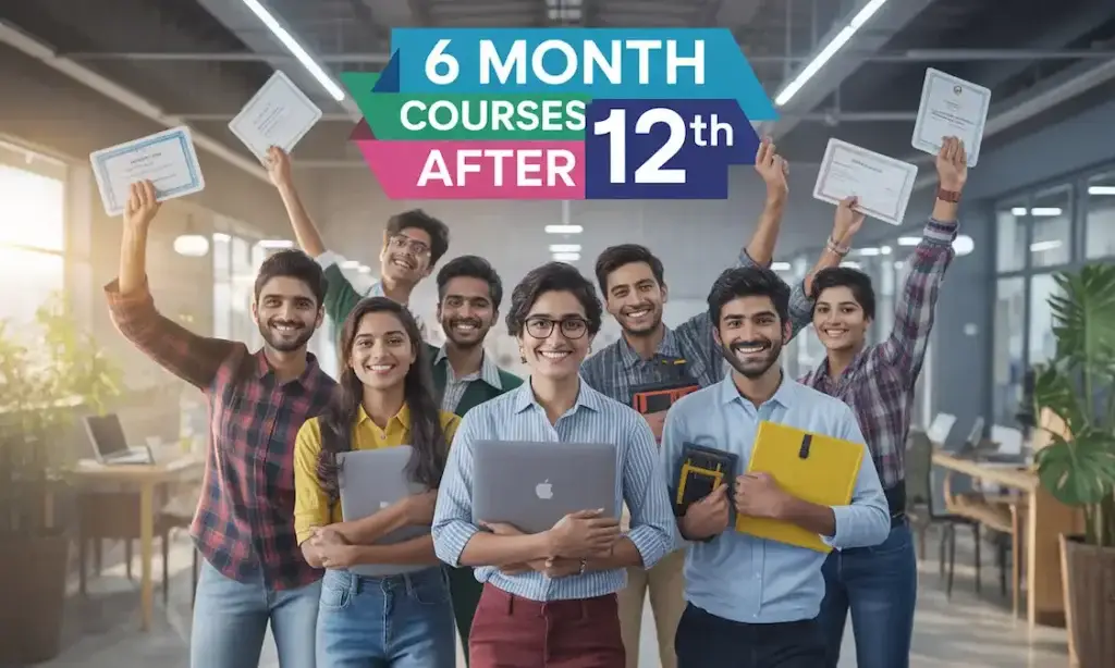 Indian students happy after 6 month courses 6 Months Courses after 12th - Happy Indian students after completing their 6-month courses celebrating success.