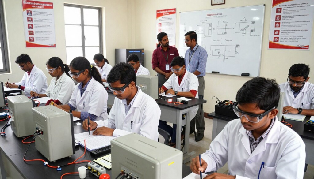 Indian ITI students in a practical workshop training session for various trades