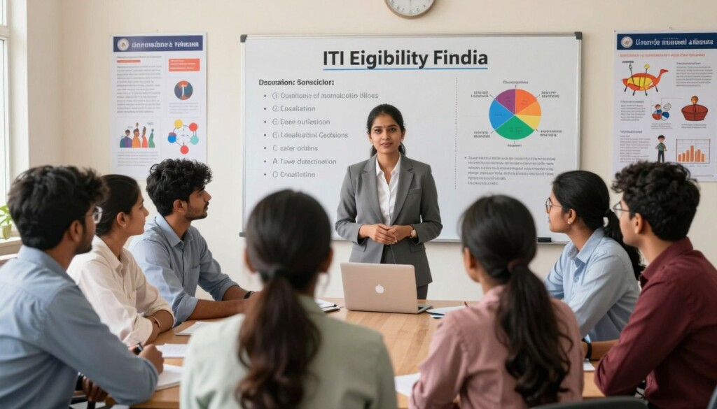 Indian students learning about ITI course eligibility and admission in a career counselling session